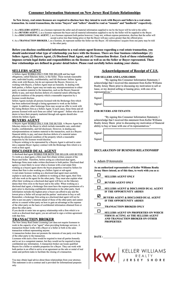 Consumer Information Statement NJ IDX Image