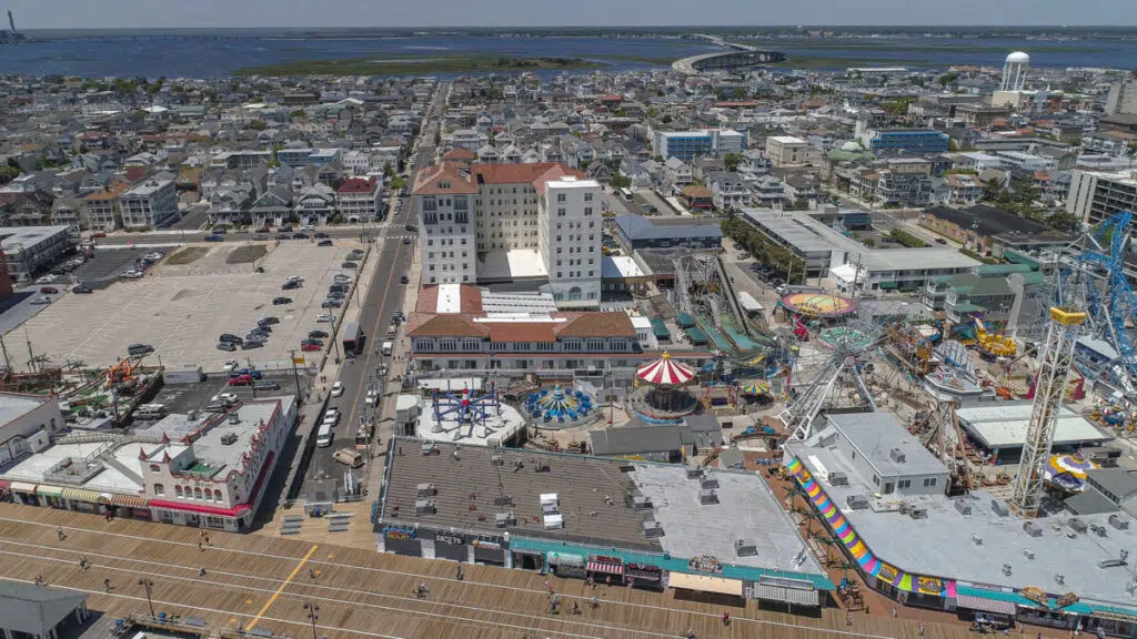 The Flanders Hotel Ocean City NJ condotel with the beach and Atlantic Ocean