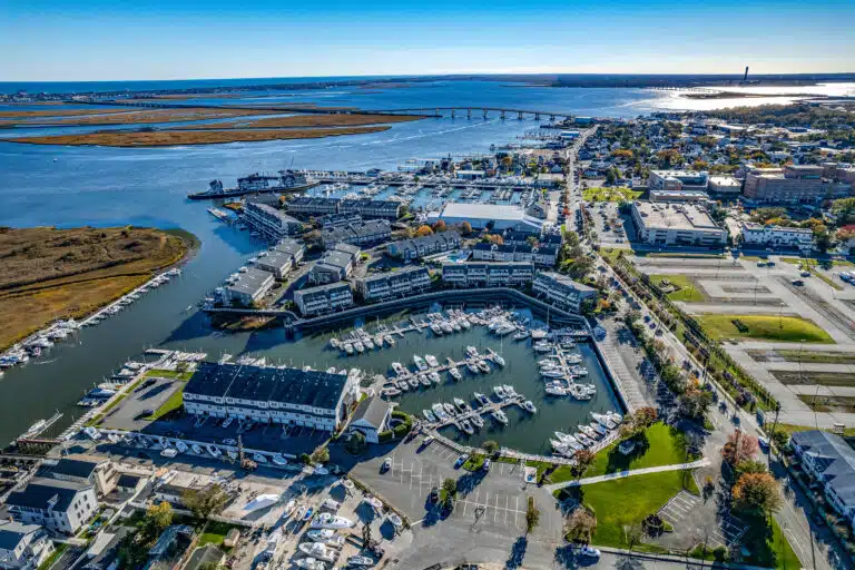 Bayfront view over Harbour Cove condominiums in Somers Point, NJ