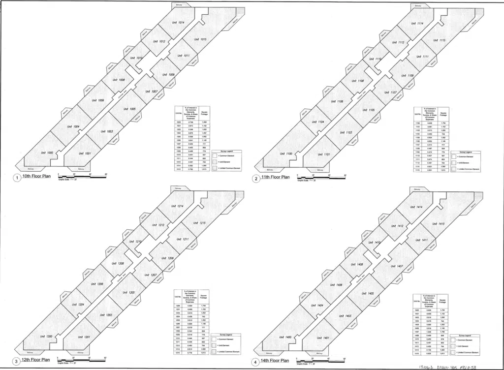 Gardens Plaza floor layout, floors 10 to 14, Ocean City NJ