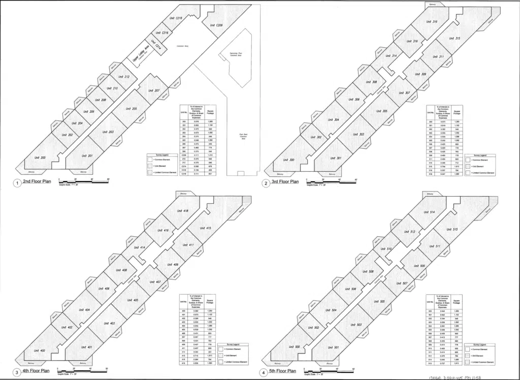 Gardens Plaza floor layout, floors 2 to 5, Ocean City NJ