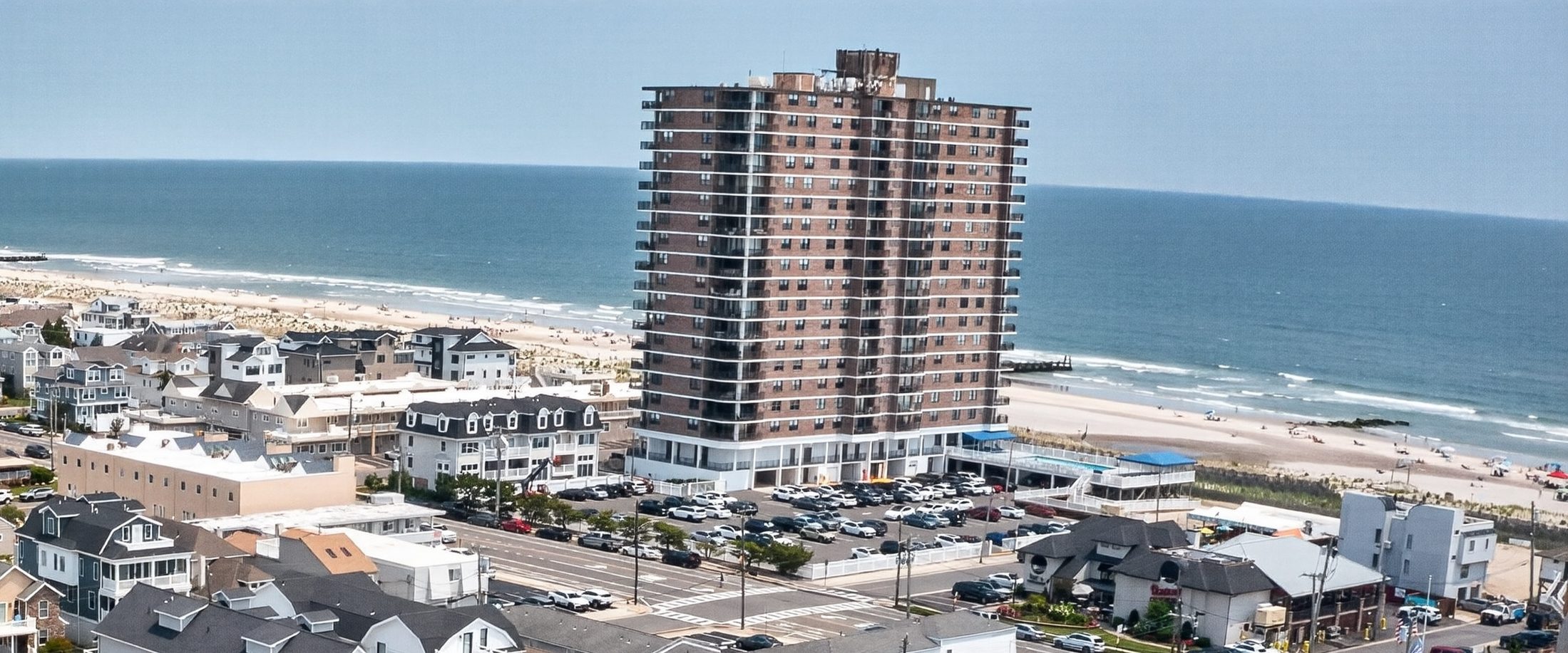 Island House oceanfront condominiums, a 19-story tower on the beach at 9100 Beach in Margate, NJ