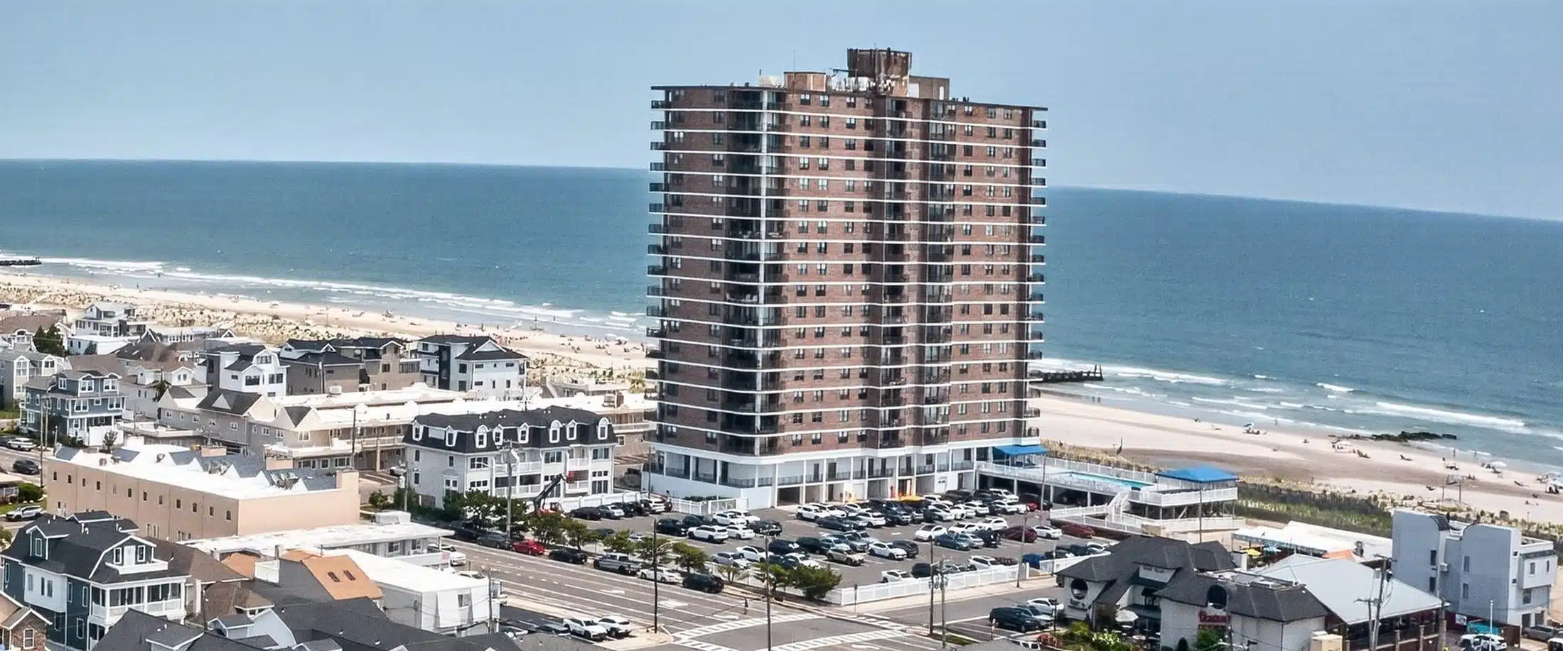 Island House oceanfront condominiums, a 19-story tower on the beach at 9100 Beach in Margate, NJ